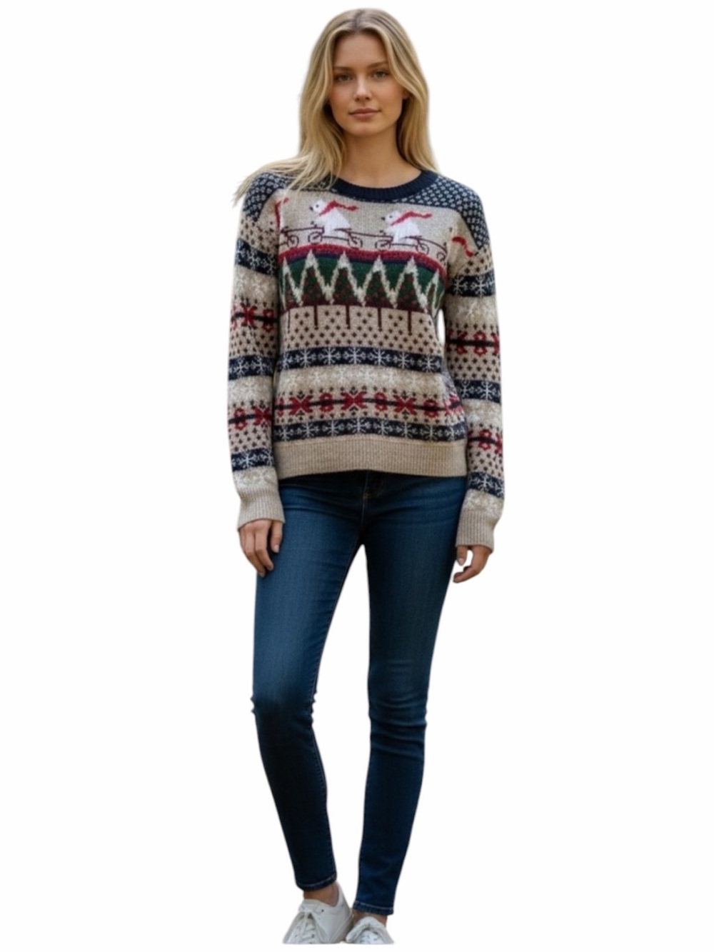 Abercrombie & Fitch Fair Isle Christmas Sweater Reindeer S